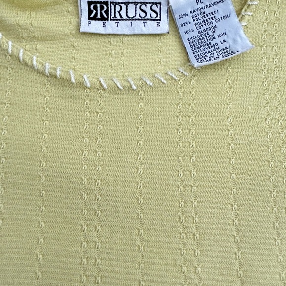 Vintage Russ Pointelle Top Petite Large Chartreuse Nice Details Rayon Cotton - Picture 6 of 10